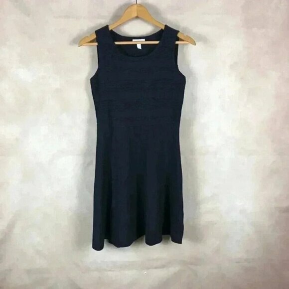 CHARTER CLUB Fit & Flare Ribbed Knit Black Dress P/S - Picture 5 of 12